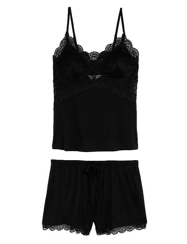 Lace Trim Shortie Set