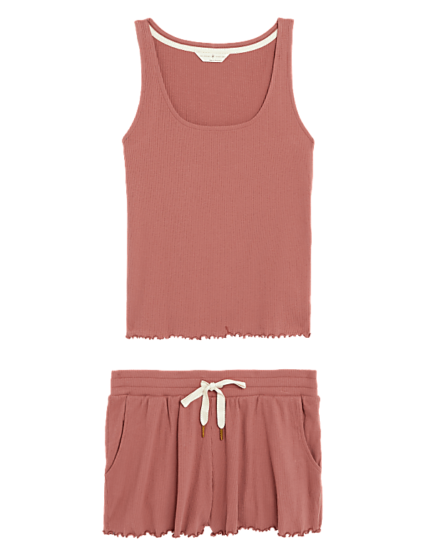 Cotton Rich Lettuce Hem Shortie Set