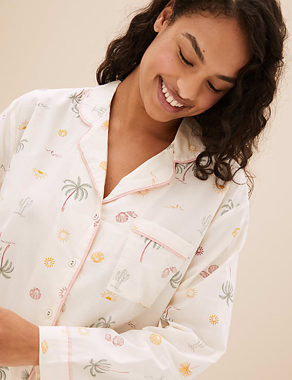 Pure Cotton Palm Print Pyjama Set