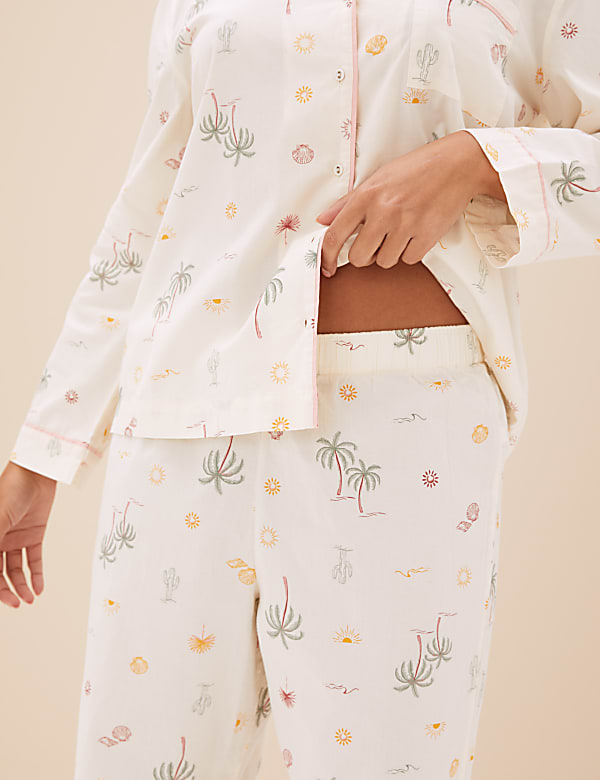 Pure Cotton Palm Print Pyjama Set