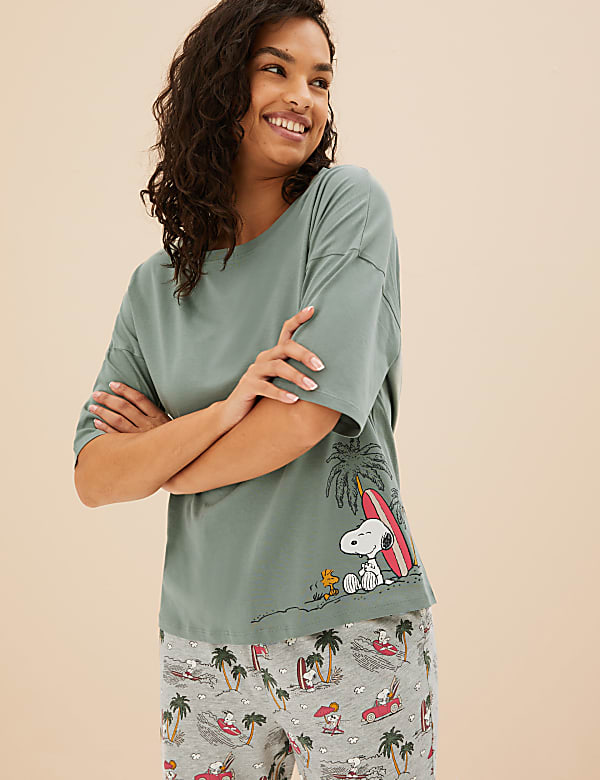 Buy Cotton Rich Snoopy Pyjama Set at Marks Spencer