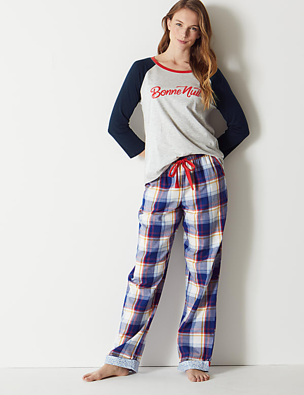 Pure Cotton Checked Pyjama Bottoms