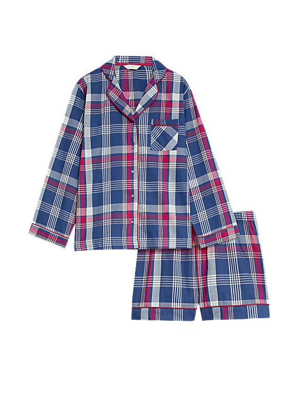 Pure Cotton Checked Shortie Set