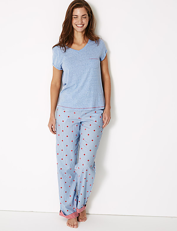 Pure Cotton Star Drawstring Pyjama Bottoms