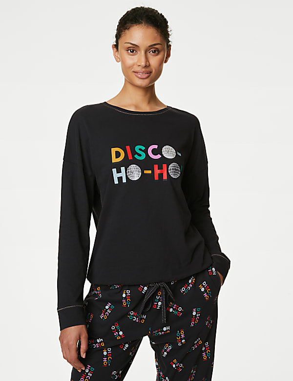 Pure Cotton Disco Slogan Pyjama Set - GR