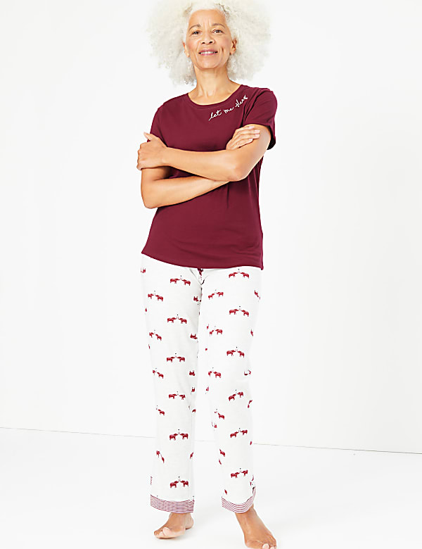 Buy Elephant Print Jersey Pyjama Bottoms at Marks Spencer
