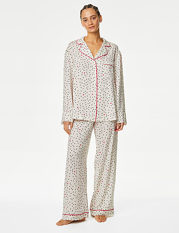 Dream Satin Polka Dot Revere Pyjama Set