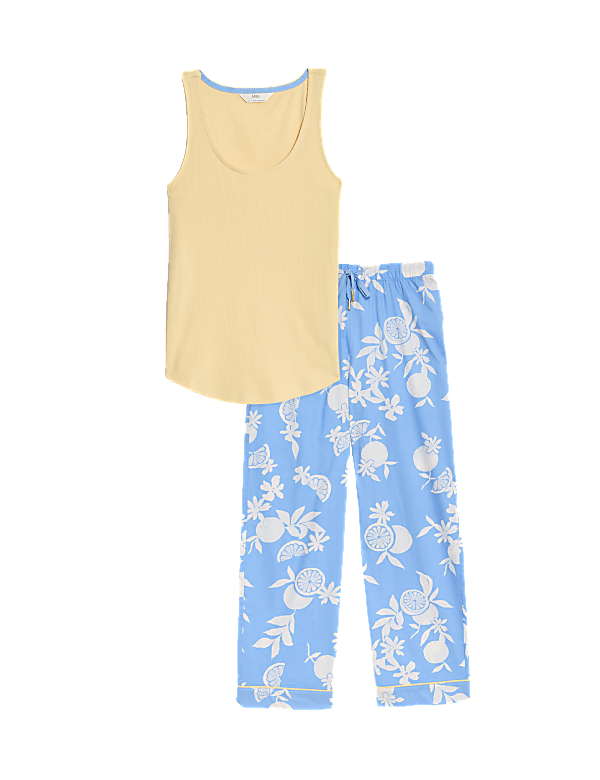 Cotton Rich Ribbed Printed Pyjama Set