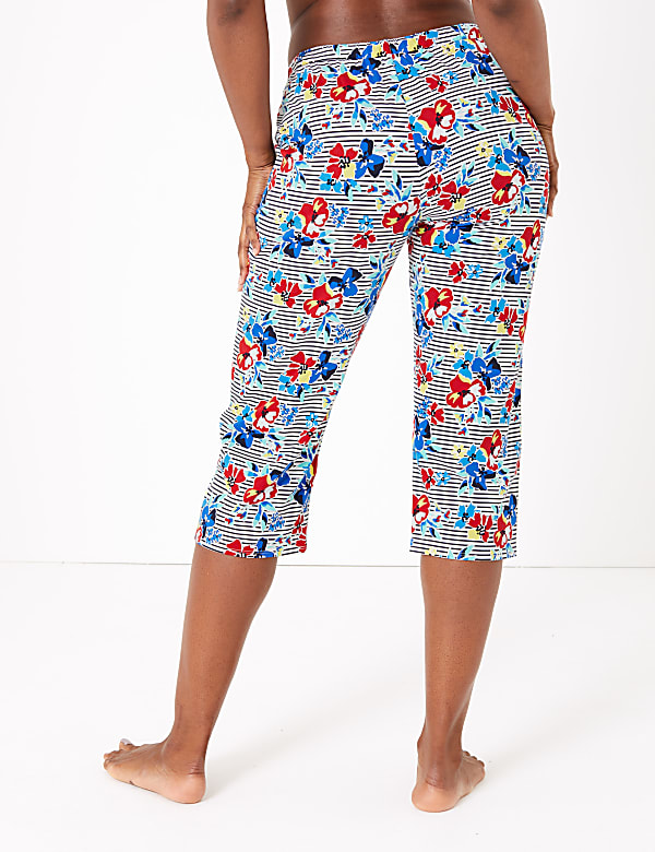 Cotton Floral Print Cropped Pyjama Bottoms