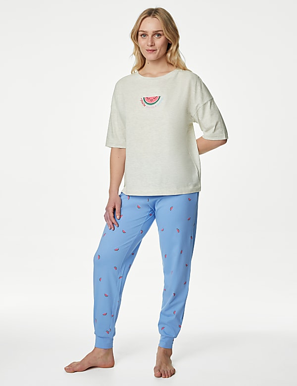 Pijama de algodón con estampado de sandías - US
