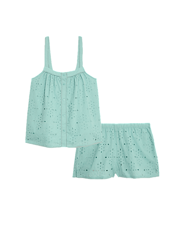 Pure Cotton Broderie Shortie Set