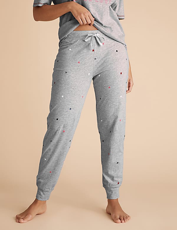 Cotton Star & Heart Cuffed Pyjama Pants