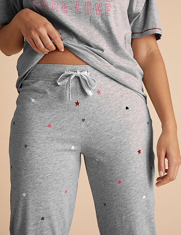 Cotton Star & Heart Cuffed Pyjama Pants