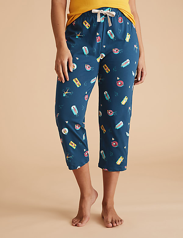 Pure Cotton Pool Print Cropped Pant