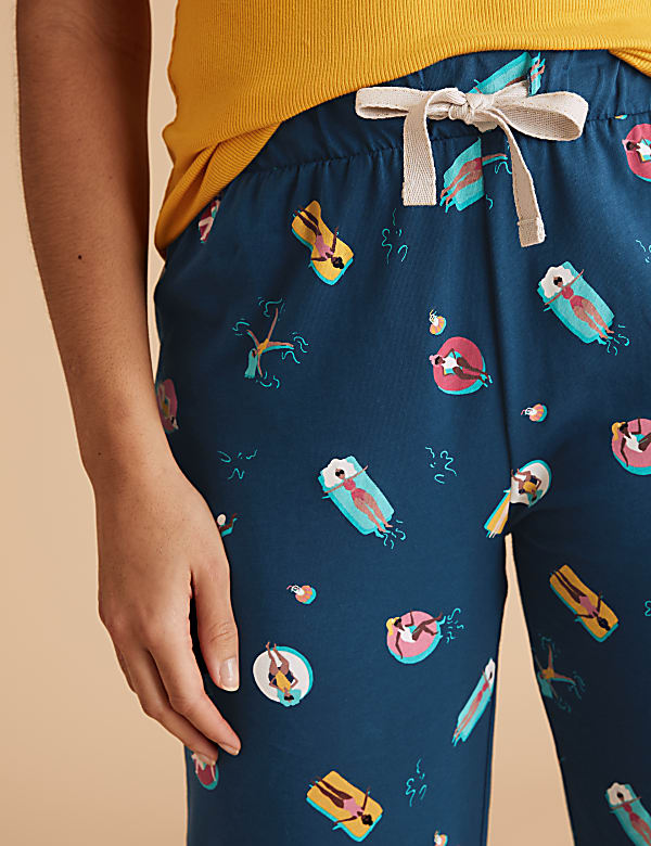 Pure Cotton Pool Print Cropped Pant