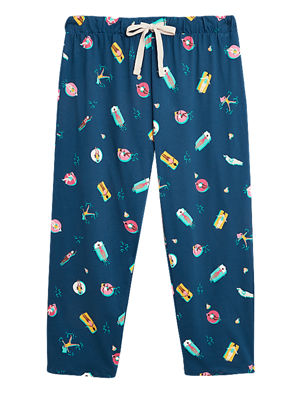 Pure Cotton Pool Print Cropped Pant