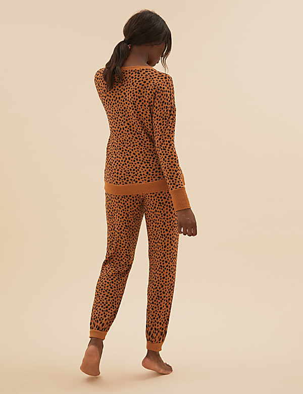 Cosy Knit Lounge Cheetah Cuff Joggers