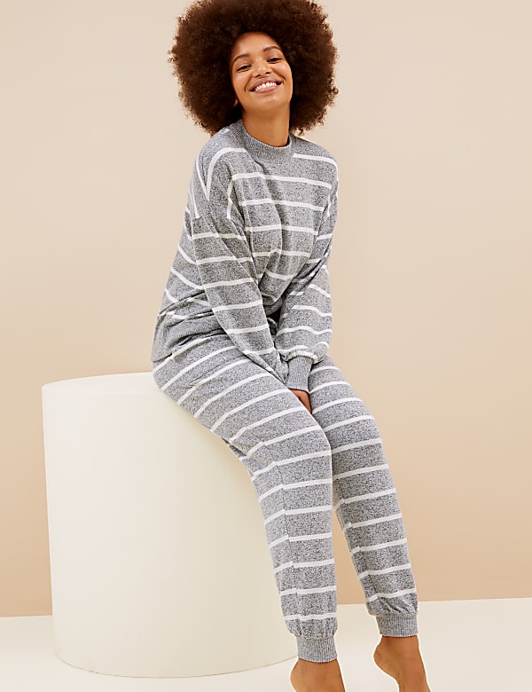 Cosy Knit Lounge Striped Cuff Joggers