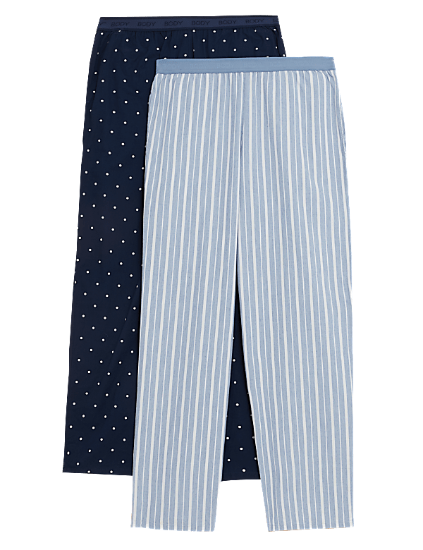 2pk Pure Cotton Pyjama Bottoms