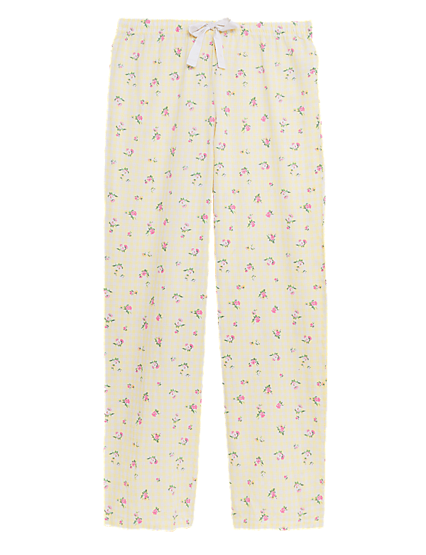 Pure Cotton Gingham Floral Pyjama Bottoms