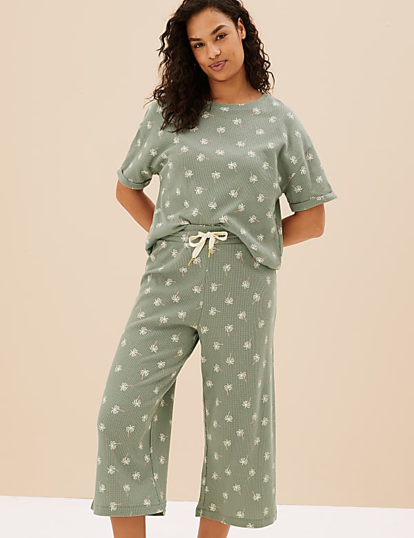 Cotton Blend Waffle Pyjama Bottoms
