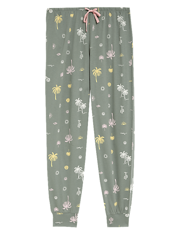 Pure Cotton Palm Cuffed Hem Pyjama Bottoms