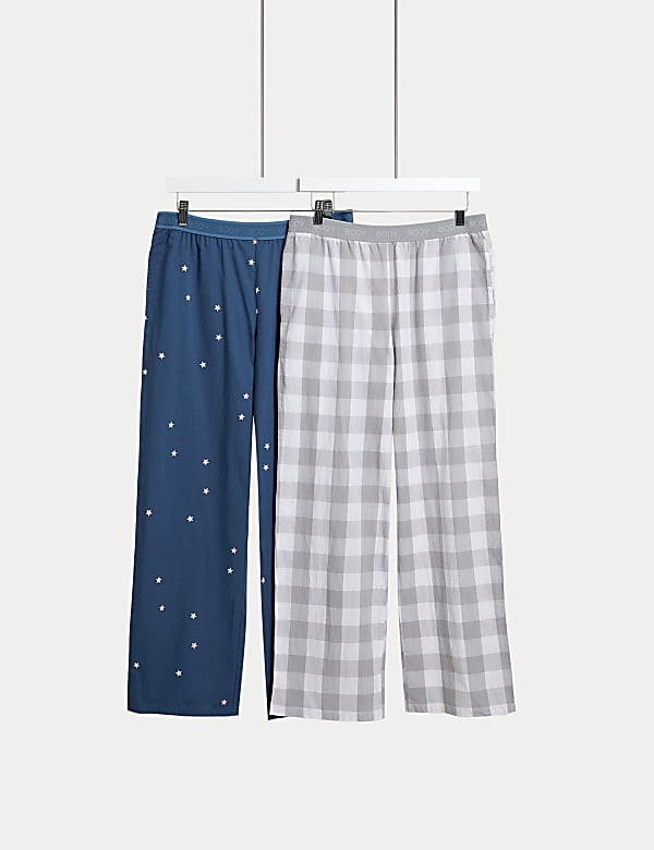2pk Pure Cotton Pyjama Bottoms DARK BLUE Pyjamas M S LV