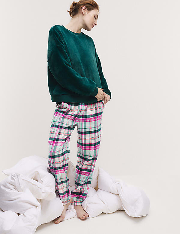 Pure Cotton Checked Pyjama Bottoms - CN