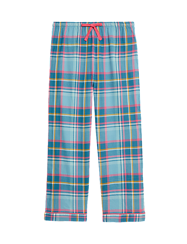 Cotton Blend Checked Pyjama Bottoms