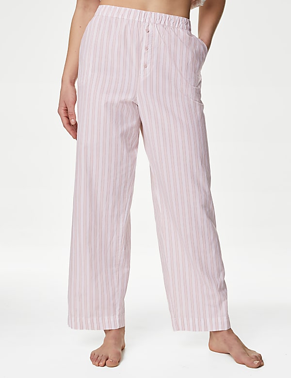 2pk Cool Comfort™ Pure Cotton Striped Pyjama Bottoms