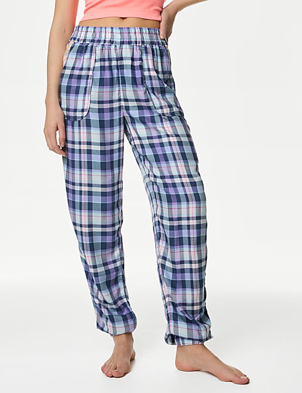 Checked Cuffed Hem Pyjama Bottoms