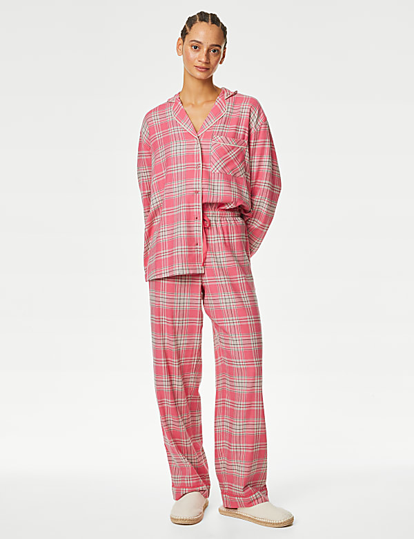 Cotton Blend Checked Pyjama Bottoms