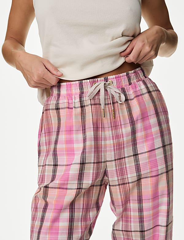 Pure Cotton Checked Pyjama Bottoms - AT