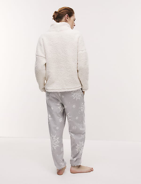 Pure Cotton Snowflake Pyjama Bottoms - ID