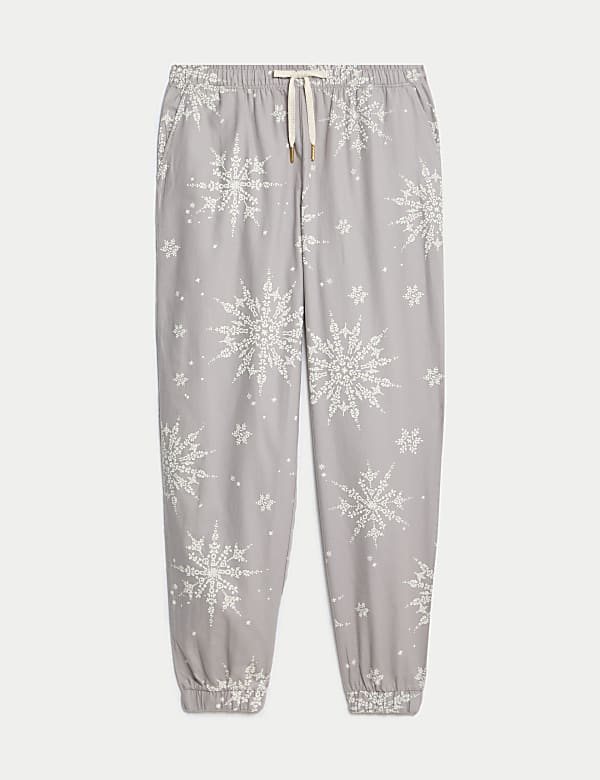 Pure Cotton Snowflake Pyjama Bottoms - ID