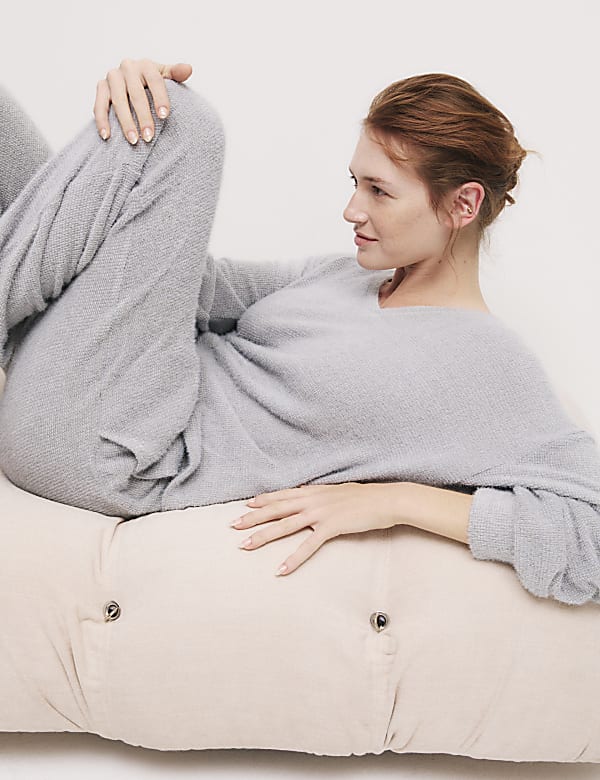 Feather Knit Cuffed Hem Joggers - LT