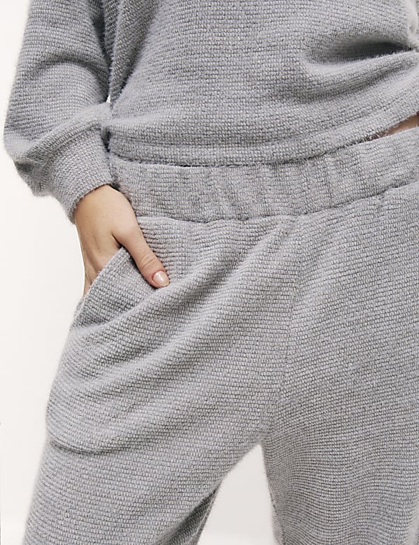 Feather Knit Cuffed Hem Joggers - LT
