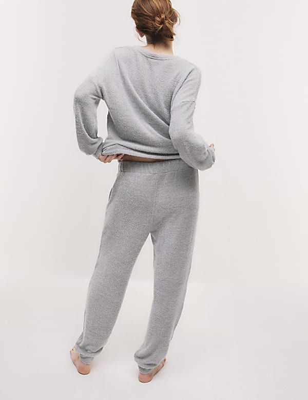 Feather Knit Cuffed Hem Joggers - LT