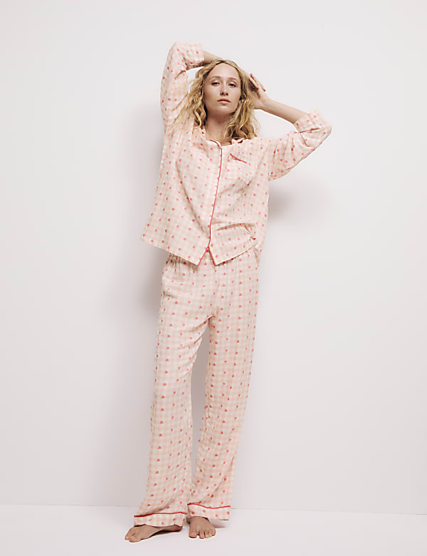 Cotton Rich Checked Heart Pyjama Bottoms