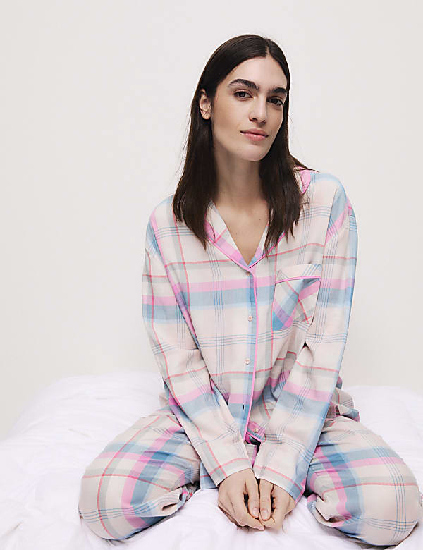 Cotton Blend Checked Pyjama Bottoms