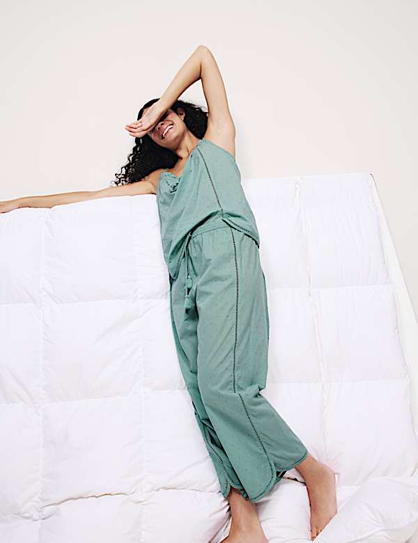 Pure Cotton Dobby Cropped Pyjama Bottoms - CA