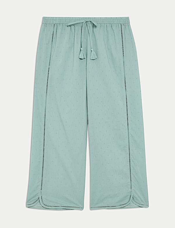 Pure Cotton Dobby Cropped Pyjama Bottoms - CA