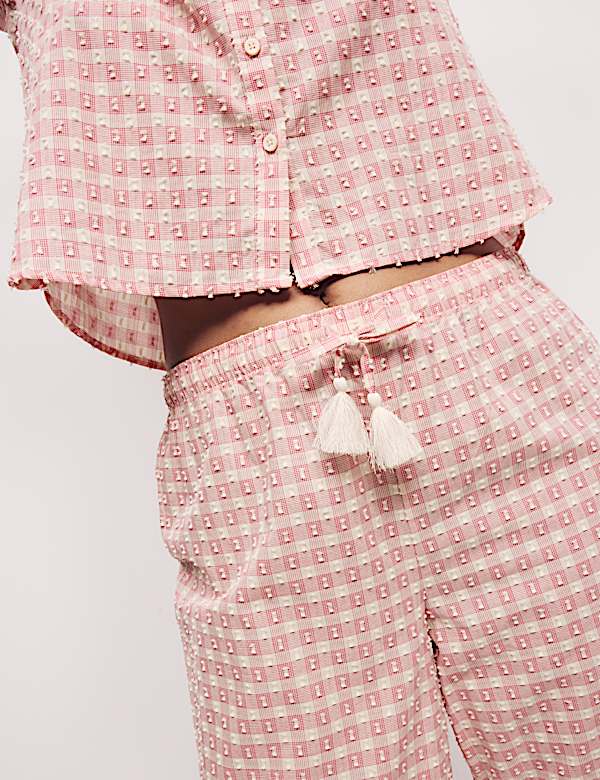 Pure Cotton Gingham Cropped Pyjama Bottoms - ES