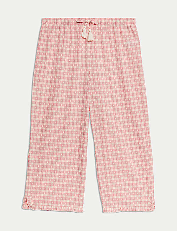 Pure Cotton Gingham Cropped Pyjama Bottoms - ES