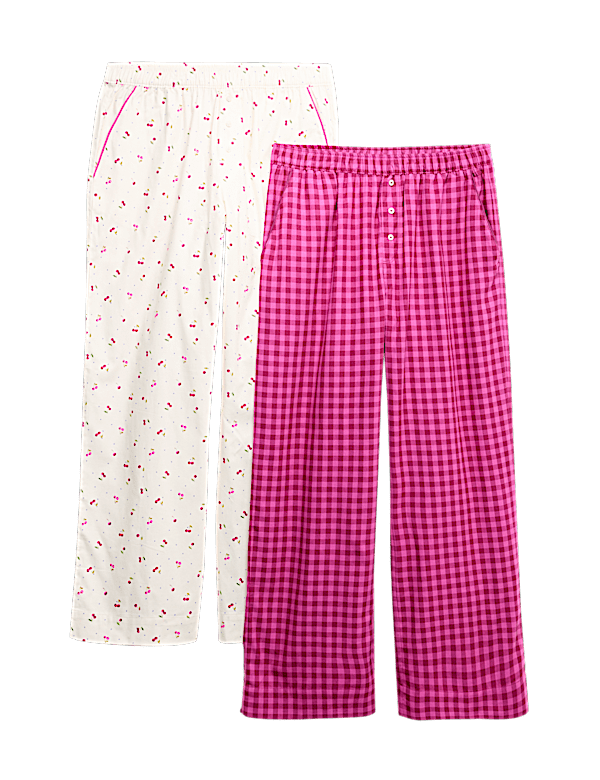 2pk Pure Cotton Printed Pyjama Bottoms