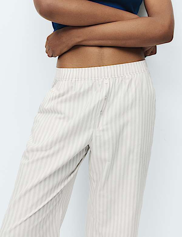 2pk Pure Cotton Striped Pyjama Bottoms