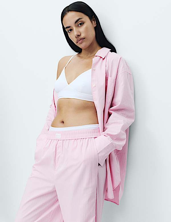 Pure Cotton Striped Wide Leg Pyjama Bottoms - VN