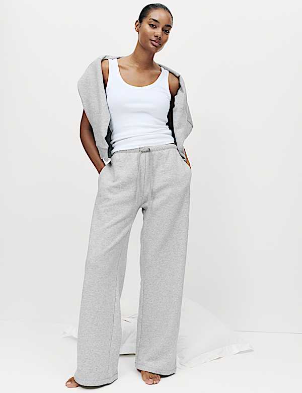 Jogger για το σπίτι με φαρδιά μπατζάκια και υψηλή περιεκτικότητα σε βαμβάκι - GR