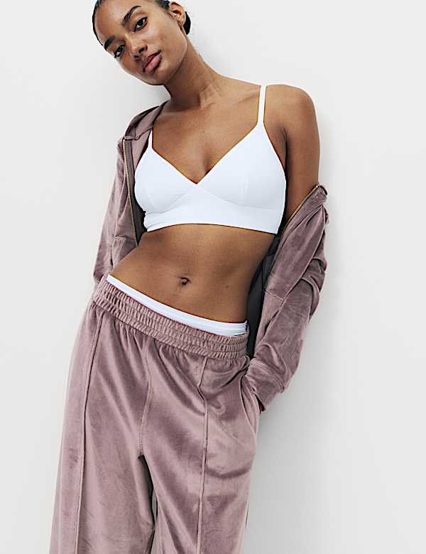 Velour Wide Leg Joggers - AL