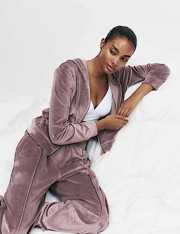 Velour Wide Leg Joggers - AL